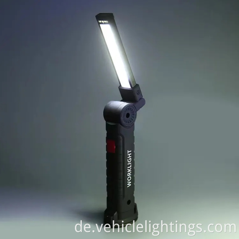 Heiße LED COB Arbeitslicht 360 Grad Dreh USB wiederaufladbare Gummi -überzogene Autoprüfung Arbeitslampe mit Magnet und Haken